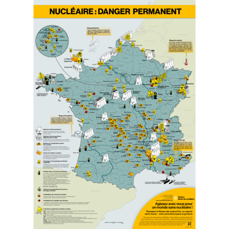 Carte de France "Nucléaire : Danger permanent"