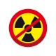 Badge symbole radioactivité barré